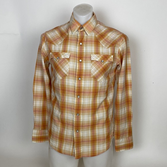 RRL Western Shirt Snap Sunset Orange Men’s Size Small
